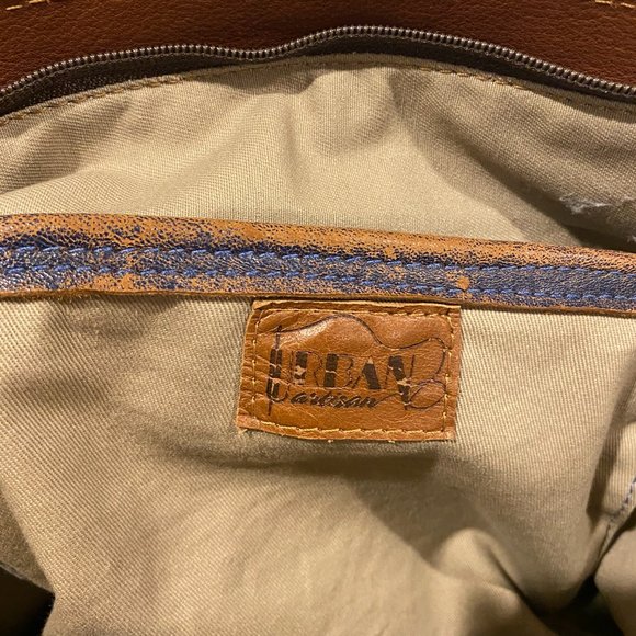 Distressed Blue Leather Tote - Picture 3 of 4